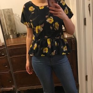 Bar III Floral Peplum Top